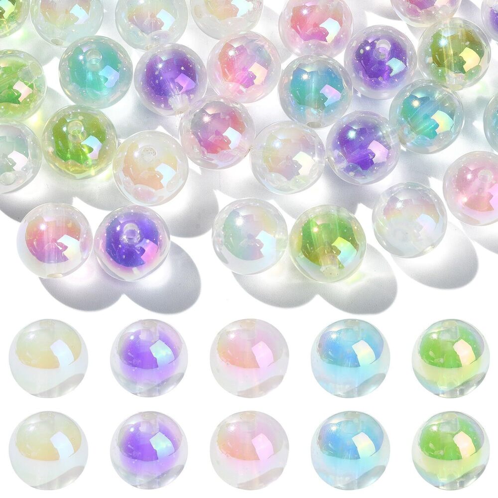 4966 50Pcs 16mm Glow in The Dark Round Beads 5 Colors Luminous Acrylic